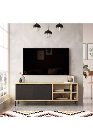 Arya 140cm Tv Ünitesi Sehpası Metal Ayaklı 140cm Keçe-siyah Ary8-kl Keçe - Siyah