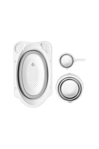 Babydoor 3'lü Set Katlanır Bebek Banyo Yıkama Seti Küvet - Su Kovası - Maşrapa