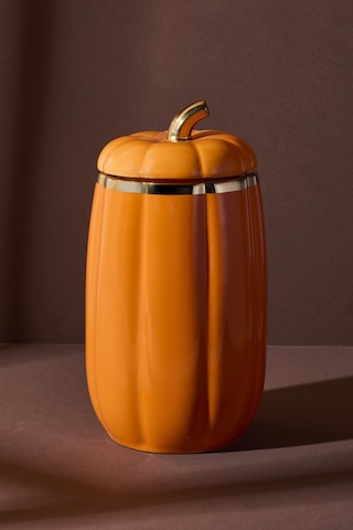 Balkabak L Kapaklı Porselen Kavanoz 23x12.4 Cm Beyaz