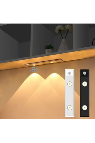 Slim Led Kabin Armatürü Hareket Sensörlü Şarjlı 20 Cm Beyaz 2w Beyaz