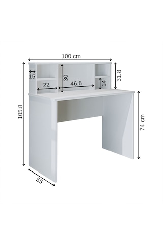 Paris Çalışma Masası , Çocuk Masası, Bilgisayar Masası 100 Cm Mat Beyaz