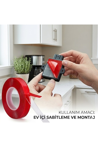 Güçlü Çift Taraflı Şeffaf Bant 18 Mm X 2 Metre - Çok Amaçlı Montaj Bandı