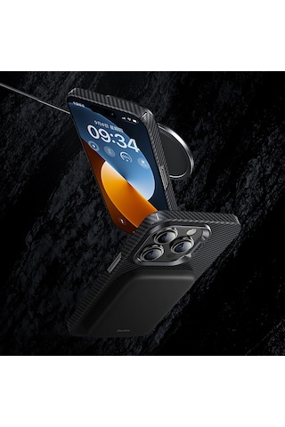 Apple Uyumlu iPhone 15 Pro Kılıf Magsafe Özellikli Karbon Fiber Benks Essential Armorair 600d Kevlar Kapak