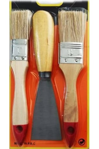 Büro Ev Boyama İçin 3 Parça Boya Spatula Kestirme Fırça Seti