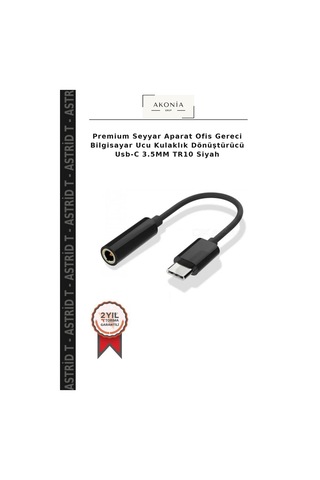 Premium Seyyar Aparat Ofis Gereci Bilgisayar Ucu Kulaklık Dönüştürücü Usb-c 3.5mm Tr10 Siyah