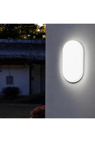 Aydos 20w Oval Beyaz Led Nemliyer Armatür Ip65 Su Geçirmez Tavan/duvar Lambası, 6500k Beyaz Işık, 2000 Lümen, Çok Renkli