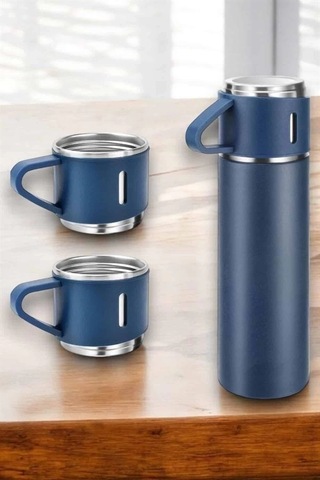 Bfs Paslanmaz Çelik 3 Lü Termos Seti Vakumlu Ve 8 Saat Isı Koruma Çok Renkli