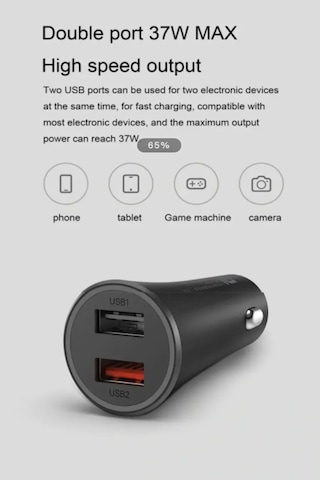 Xiaomi Mi Çift Usb 37W Hızlı Şarj Destekli Araç Şarj Cihazı Siyah