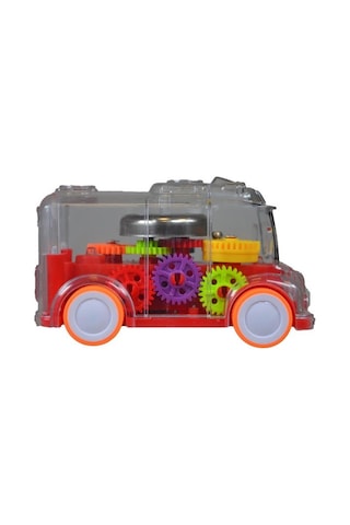 Ctoy Işıklı Sesli Şeffaf Minibüs Kırmızı