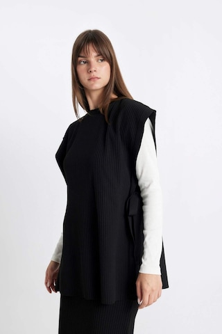 Defacto Regular Fit Bisiklet Yaka Basic Düz Yan Bağlamalı Triko Süveter Y1323AZ24AUBK81 Siyah