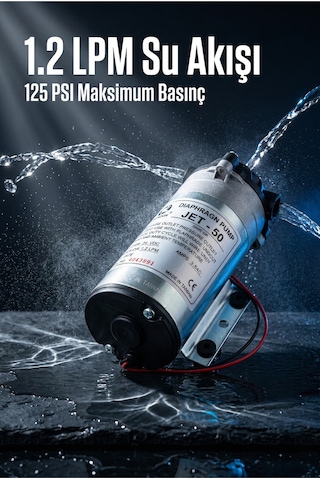 Jet 50 Diyaframlı Su Arıtma Pompası - 24v Dc, 1.2 Lpm, 130 Psı Basınç