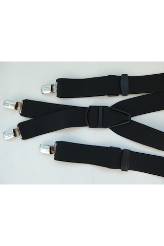 Siyah Pantolon Askısı / Dört Klipsli Siyah