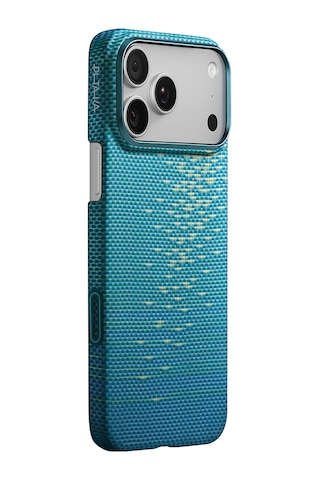 Apple Uyumlu iPhone 17 Pro Max Kılıf M-safeli Aramid Fiber Pitaka Glints Of Gold Ultra Slim Serisi Kapak Mavi Mavi