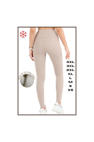 Kadın Kışlık Içi Polarlı Yüksek Bel Toparlayıcı Tayt Lacivert Curve High Waist Fleece Winter 1043 Taş