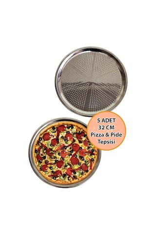 Nishev Premium 32cm Delikli Pizza, Lahmacun & Pide Tepsisi Seti 5 Parça Renkli