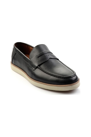 Bambi Siyah Hakiki Deri Erkek Loafer Ayakkabı E01054171341 Siyah