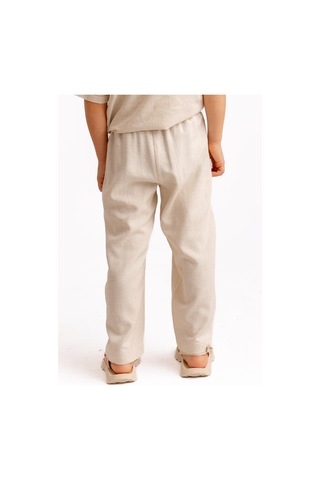 Oliven The Kid Unisex Klasik Keten Pantolon Naturel Naturel Bej