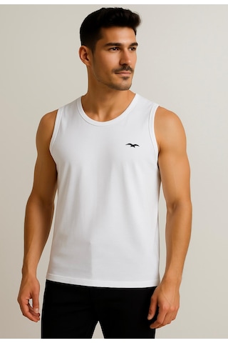 Axxel Erkek Beyaz Askılı Atlet T-shirt-d235