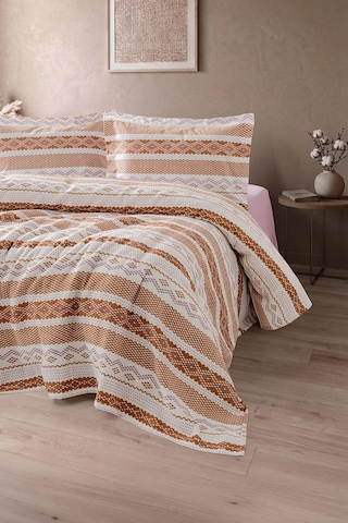 Ester %100 Pamuk Tek Kişilik Pike Takımı 160x220 Kiremit