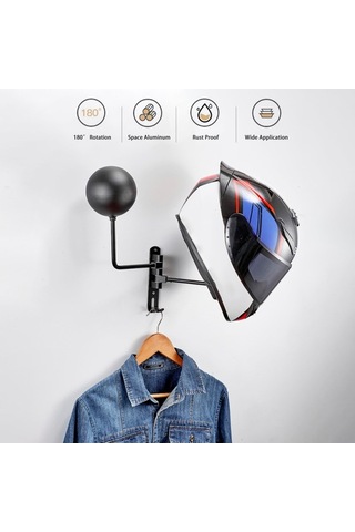 Ulzyvf Döner Çift Toplu Motosiklet Kask Askısı - Duvar Montajlı, 180 Dönüş