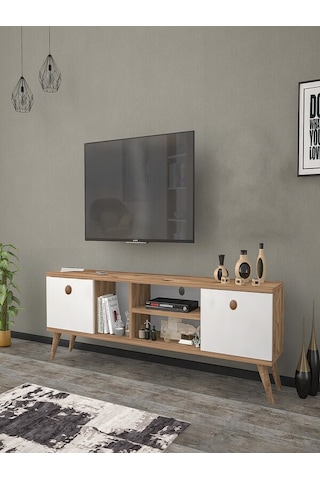 Mbes Mobilya Esin Atlantik-Beyaz 160 Cm Tv Ünitesi(Atlantik Çam)