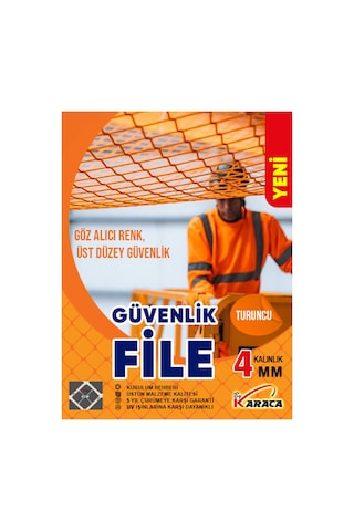 Turuncu Güvenlik File 2.5x8 M 4mm Kalın İp, 5x5cm Göz Aralığı