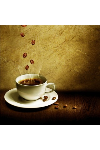 Bardakta Sıcak Kahveler Doğal Taş Bardak Altlığı 4'lü Set - Natural Stone Coasters - Taş Çok Renkli