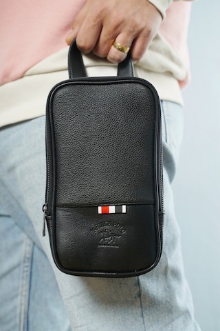 Erkek Siyah Deri Tıraş Seyahat Kozmetik Portföy El Çanta