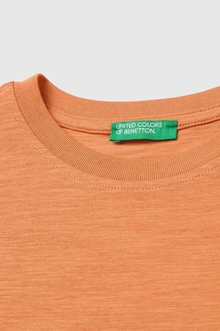 United Colors Of Benetton Erkek Çocuk Turuncu Arkası Baskı Detaylı Bisiklet Yaka T-shirt 6-14 Yaş -2851