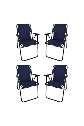 Bofigo 60x80 Beyaz Katlanır Masa + 4 Adet Katlanır Sandalye Kamp Seti Bahçe Takımı Lacivert Açık Ceviz