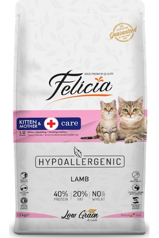 Felicia Kitten & Mother Kuzu Etli Düşük Tahıllı Yavru Kedi Maması 12 KG Felicia Kitten & Mother Kuzu Etli Düşük Tahıllı Yavru Kedi Maması 12 KG