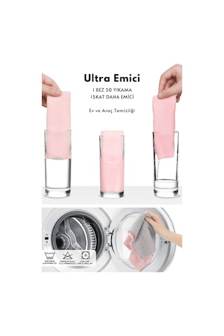 Çok Amaçlı Rulo Mikrofiber Temizlik Bezi 30x30 60 Yapraklı Gri - Pembe 2x30 Lu Paket Pembe - Gri