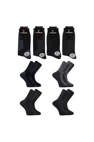 Erkek Havlu Pamuklu Kışlık Çok Renkli Soket Çorap Termal 4'lü Paket Çok Renkli