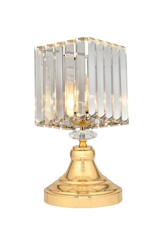 2 Adet Masa Lambası Gece Lambası Komidin Üstü Abajur Gold Kristal