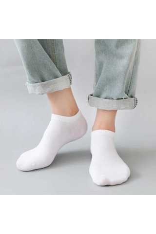 Deribond Patik Pamuklu Kadın Çorap 9 Adet Beyaz