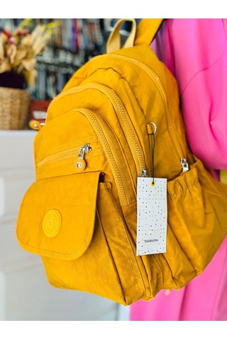 Mega Boy Krem Unisex Ayarlanabilir Ortapedik Askılı 9 Gözlü Laptop Bölmeli Okul Çantası Sarı