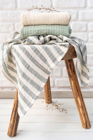 Müslin Örtü & Battaniye 3'lü Set %100 Pamuk Oeko-teks Sertifikalı 80x70 Cm Yeşil