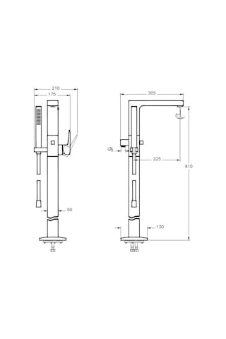 Artema Root Square Yerden Küvet Bataryası Krom A42760 Krom