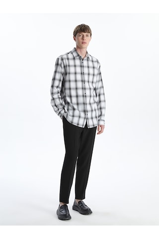Lcw Vision Siyah Regular Fit Uzun Kollu Ekose Gabardin Erkek Gömlek