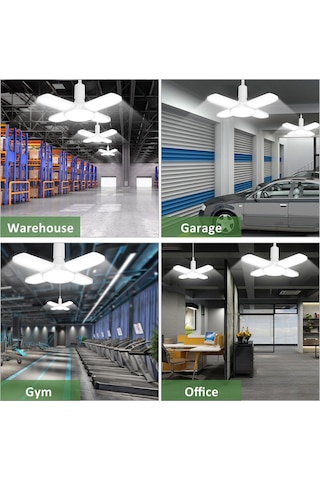 Monyee 60w Dört Bölmeli Ayarlanabilir Garaj Lambası 2 Adet , Beyaz Işık 6000-6500k , Ac 85-265v, E26/e27, 6000lm Diğer