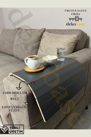 Antrasit Renk Çok Amaçlı Koltuk Kenar Sehpası, Supla, Yemek Servis Altlığı Antrasit