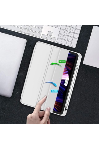Apple Uyumlu iPad, Pro 12.9 5. Nesil 2021 Kılıf Kalem Bölmeli Smart Case