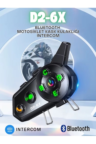 Wearfitpro D2-6x 1000m Mesafeli 6 Kanallı İntercom Bluetooth Motosiklet Kask Kulaklığı İntercom Kulaklık