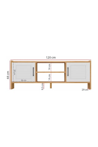 Molde Retro Tv Sehpası Mdf Membran Kapaklı Raflı Tv Ünitesi Televizyon Sehpası Atlantik Çam - Beyaz