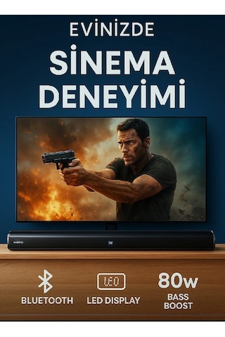 Hepu Hp-tv05 80w Güçlü Bluetooth Soundbar Led Display, Aux/usb/tf, Hd Kumandalı