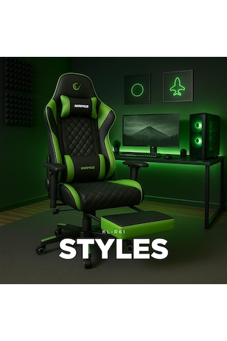 Styles Kl-r61 Yeşil/siyah Gaming Oyuncu Koltuğu Çok Renkli