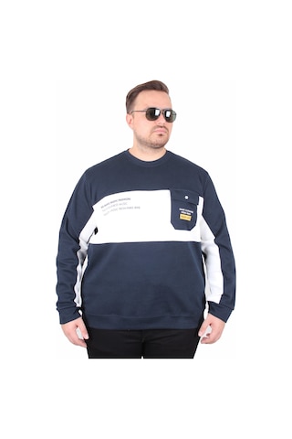 Starbattal Büyük Beden Bisiklet Yaka Cepli Sweat Double Face Pike 25702 Lacıvert Lacivert