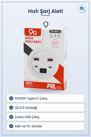 Hızlı Şarj Aleti Pd20w Type C Qc3.0 Usb Çoklu Çıkış Akıllı Telefo