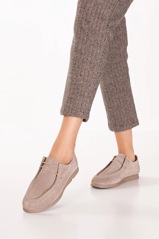 Gondol Kadın Hakiki Deri Moccasin Golf Model Kadın Ayakkabı Hl.33401 Vizon Süet