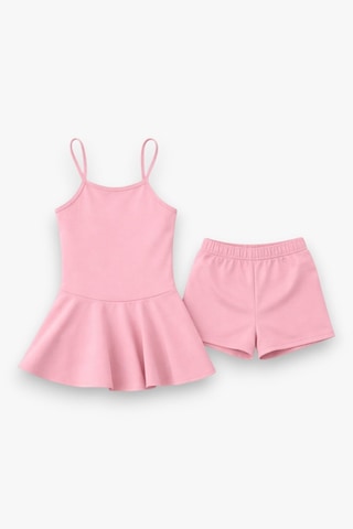 My Kids Wear Kız Çocuk Garson Mayo Elbiseli Şortlu 2 Li Takım 12415 Açık Pembe